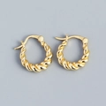 Orecchini a cerchio a forma di U in argento S925 dorato ritorto dal design vintage - Oro