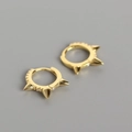 Chic gold S925 sterling silver spiked hoop earrings with sparkling micro pavé zircons - 925 Silver / Gold