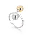 Anello aperto irregolare moderno con perline metalliche minimaliste in oro e argento - US 9 / Stile Perla a Contrasto Oro e Argento (KR106013-Z)