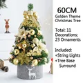 60cm golden mini Christmas tree with LED lights and reindeer felt base decoration - 60CM / Gold Style A