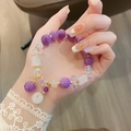 Elegante pulsera de cuentas de jade púrpura de 10mm con dije de jadeíta en la muñeca - Jade Púrpura Lavanda