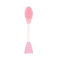 Pink dual-ended silicone facial mask brush with cleanser bristles and spatula applicator - Cleansing Double-head Pink