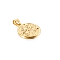 Golden round tree of life pendant with intricate floral relief and polished finish - Bright Gold Round Flower (KP93834-Z)