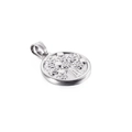 Silver-toned round tree of life pendant with rose relief carving on stainless steel - Bright Silver Round Rose (KP93835-Z)