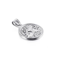 Polished silver stainless steel tree of life circular pendant necklace for men and women - Silver Round Tree of Life (KP93863-Z)
