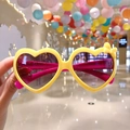 Kids heart-shaped sunglasses in bright yellow with matching bow decoration - Yellow Heart Bow