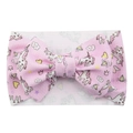 Pink baby headband with large bow and colorful cartoon unicorn pattern print - #9 Unicorn