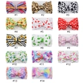 Assorted baby headbands with large fabric bows in 14 colorful floral and solid patterns - Multicolor
