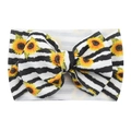 Infant fabric headband with black white stripes and yellow sunflower bow tie - #7 Striped Sunflower