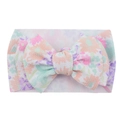 Infant headband with large bow in pastel floral print made of soft ribbed fabric - #19 Pastel Floral