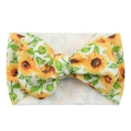 Infant fabric headband in white sunflower print featuring a large oversized bow - #4 Sunflower