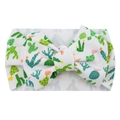 Baby bow headband featuring green cactus prints on white ribbed fabric with large bow - #10 Cactus