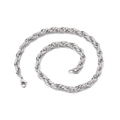 Men's 7mm silver stainless steel twisted rope chain necklace with lobster clasp - 500mm*7mm / Steel Color