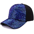 Adjustable / Blue Rhinestone Black Cloth