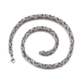Gepolijste zilverkleurige roestvrijstalen Byzantijnse ketting voor heren met kreeftsluiting - 7mm*45cm(KN117552-Z)
