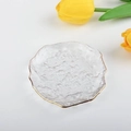 Irregular transparent glass jewelry tray with gold rim and hammered texture - Gold Rim / 15cm (Large)