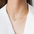 Gouden halsketting met papieren vliegtuigje en ster hangers voor dames minimalistisch - 40+5cm / Goud