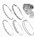 Five-piece bridal rhinestone and pearl headband set for women and girls - 5-Piece Set Silver