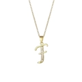 Gold plated necklace with letter F pendant featuring sparkling zircon stone setting - Letter F