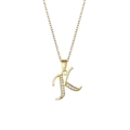 18K gold plated necklace with zircon-encrusted letter K pendant on cross chain - Letter K