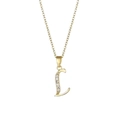 18K gold plated letter L pendant necklace with cubic zirconia on a stainless steel chain - Letter L