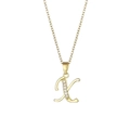 18K gold plated necklace featuring a zircon-encrusted letter K pendant on a cross chain - Letter X