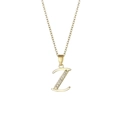 18K gold plated stainless steel necklace featuring a crystal-studded letter Z pendant - Letter Z