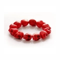 Doppellagiges rotes Totenkopf Türkis-Perlenarmband für Herren im Punk-Rock-Stil-Design - Einlagig / Roter Totenkopf