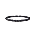 Minimalist 4mm matte black agate beaded bracelet with elastic cord on white background - Frosted