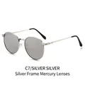 Retro oval metal sunglasses with silver frame and silver mirror lenses for a trendy look - Silver Frame Silver Mirror Lens