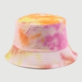 Bunter Batik-Anglerhut aus Baumwolle mit pinken und gelben Tönen für optimalen Sonnenschutz - M (56-58cm) / Farbe 2 (Rosa Orange Gelb Batik)