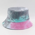 Detail shot of multi-color tie-dye bucket hat showing reinforced stitching on the brim - M (56-58cm) / Color 5 (Grey Lake Blue Pink Tie Dye)