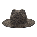 Detailed view of the leopard print fedora hat showing dense wool felt texture and wide brim - M(56-58cm) / Army Green