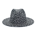 Classic grey leopard print fedora hat with wide brim and stylish vintage felt design - M(56-58cm) / Gray