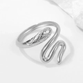 Anello retrò a forma di serpente in acciaio al titanio placcato oro 18K regolabile - Regolabile / Color Acciaio