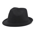 Close-up of classic black fedora wool hat showing the iconic creased crown and smooth brim - M (56-58cm) / Black