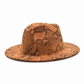 Close-up of high-quality snakeskin print texture and felt material on a stylish fedora hat - M (56-58cm) / Khaki