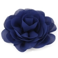 Detailed top view of dark blue chiffon flower hair clip with realistic fabric texture - Deep Blue (J+Metal Clip)