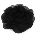 Close-up of the black chiffon rose hair clip showing layered fabric texture and petals - Black (T+Metal Clip)