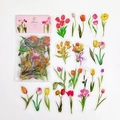 Tulip themed transparent PET sticker set for DIY scrapbooking with 40 floral pieces - Tulip Whisper