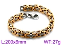 Titanium steel box chain bracelet in two-tone gold and silver with lobster clasp - 200x6mm / Gold and Silver Bicolor (KB91935-Z)