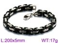 Byzantine style stainless steel men's bracelet with black rubber links and lobster clasp - 200x5mm / Black and Silver Bicolor (KB91942-Z)
