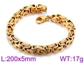 Golden Byzantine style titanium steel bracelet measuring 200x5mm and weighing 17g - 200x5mm / Gold Style (KB91945-Z)