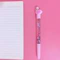 Pink flamingo quicksand gel pen with pink glitter liquid and cartoon graphic - White Flamingo Girl