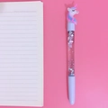 Cute unicorn liquid sand pen with silver glitter and 100% lovely print on a pink backdrop - Blue Colorful Unicorn