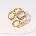 Minimalistische verstelbare ring van 18k goud roestvrij staal met kettingontwerp - Verstelbaar / Goud