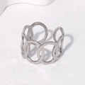 Minimalistische open roestvrijstalen ring met een gepolijst zilveren kettingontwerp - Verstelbaar / Staalkleur