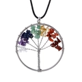 Handmade silver wire-wrapped tree of life pendant with seven chakra natural crystals - Rainbow