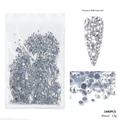 Vista macro di 1440 strass a fondo piatto trasparenti AB per decorazione nail art - 1440 Pz Strass Hotfix Bianco