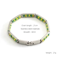 Bracciale in acciaio inossidabile lucido con perline verdi e gialle e chiusura a scatto - Perline Gialle e Verdi - Acciaio (344)